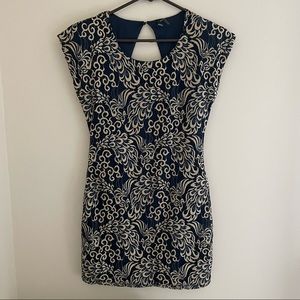 Windsor Open Back Mini Dress with Shoulder Pads